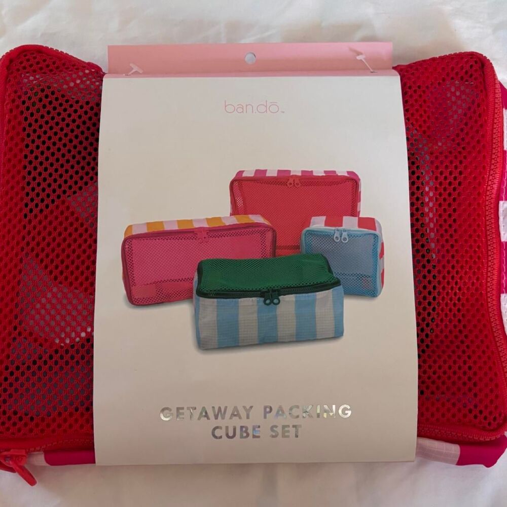 Ban.do Pink Striped Getaway Packing Cube Set NWT Travel Organizer Y2K Coquette